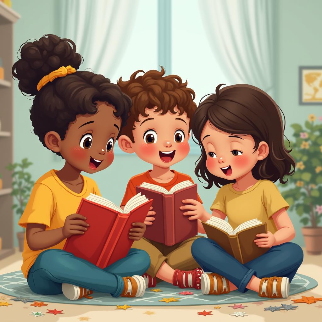 children reading books