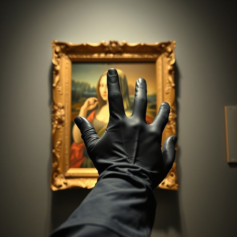 Thrilling art heist scene representing suspense and crime in The Picasso Heist book review.
