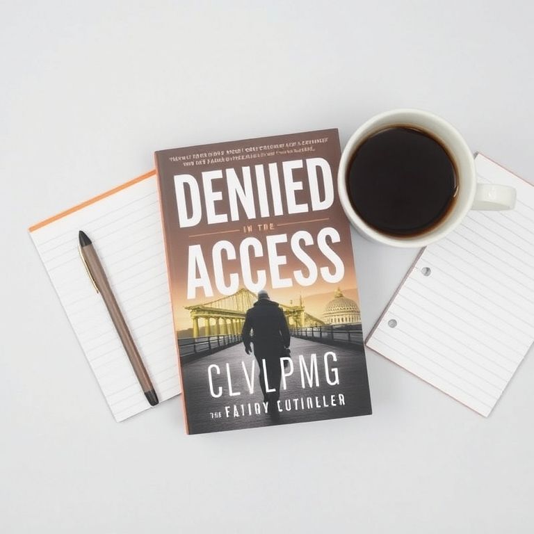 Denied Access by Don Bentley book cover – Mitch Rapp thriller novel review setup with coffee and reading journal