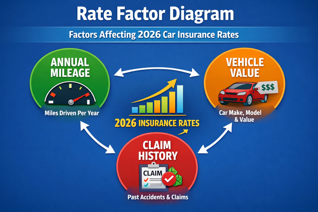 Best Auto Insurance Quotes in 2026: US, UK, and Europe Comparison Guide 3 auto insurance Factors affecting 2026 auto insurance rates including mileage, vehicle value, and claim history