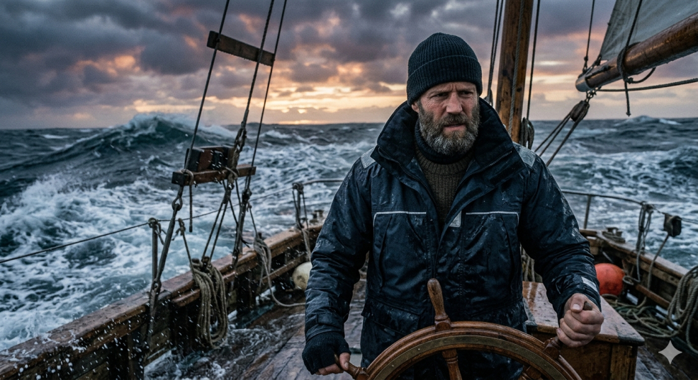 Shelter (2026) Movie Review - A Lame, Disappointing Journey 5 shelter Jason Statham in Shelter sails the rough seas to chase his enemies